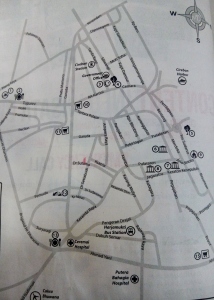 Peta kota Cirebon yang saya andalkan dari kamar hotel :D