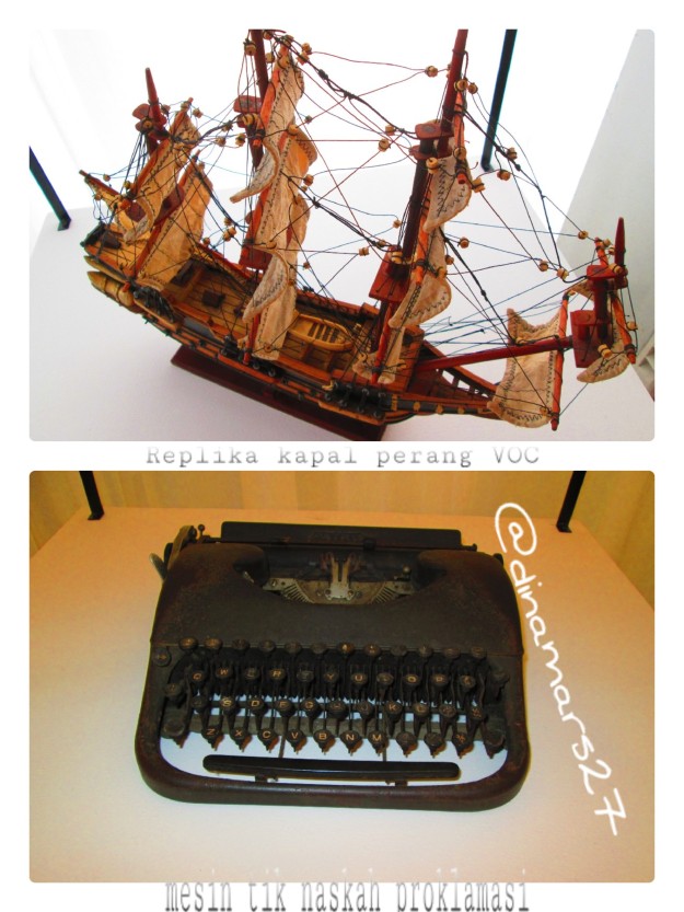 Replika kapal perang VOC dan mesin tik naskah proklamasi juga ditampilkan loh selama berlangsungnya pembukaan acara Drama Musikal Khatulistiwa! (foto: dok.pri)